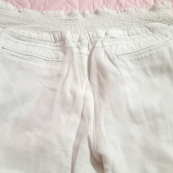 White Women's Linen Pants - Picture 3 of 5